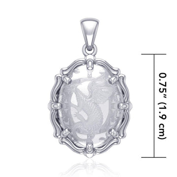 Beyond the dragon fierce presence - Sterling Silver Pendant with Natural Clear Quartz TPD5122 - Jewelry